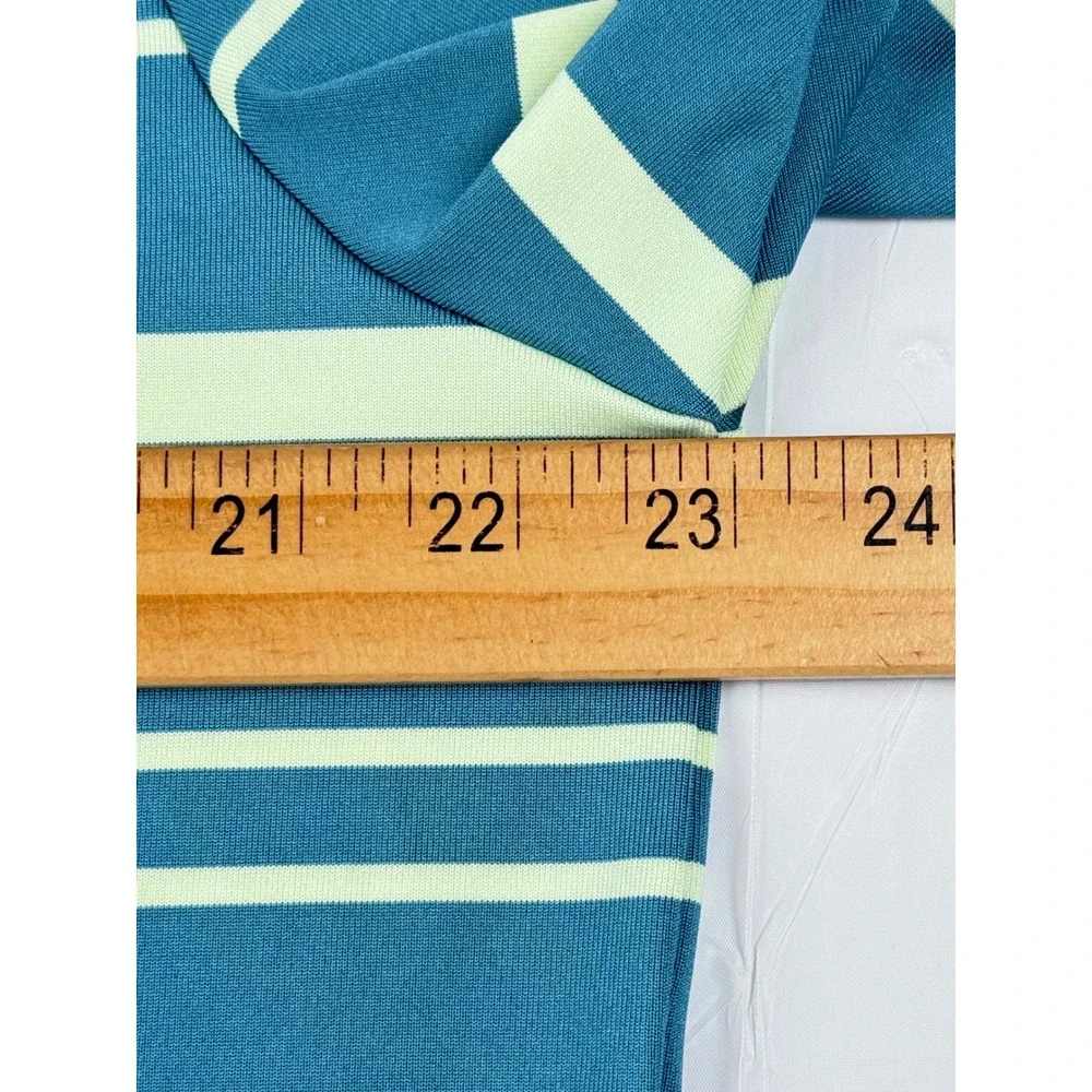 Nike Dri-FIT Mens Golf Polo Shirt Blue Green Striped Large Active Outdoor
